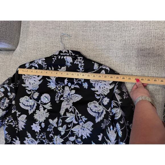 INC International Concepts Black Purple Silver Floral Party Suit Coat Blazer XL - Picture 9 of 16